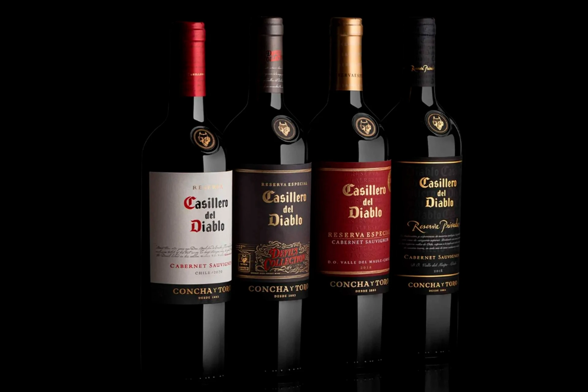 botellas de vino sobre fondo negro