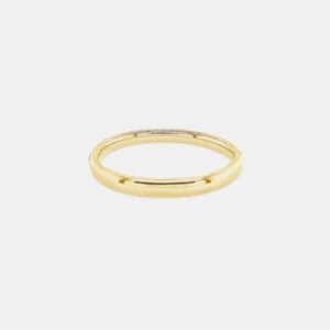 Fotografia de estudio de anillo de oro liso brillante sobre fondo gris claro